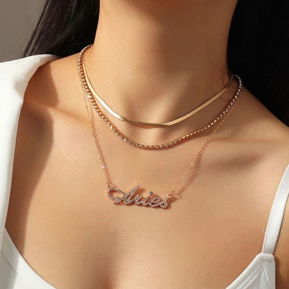 💕5/$18 Layered Gold Constellation Sign "Aries"